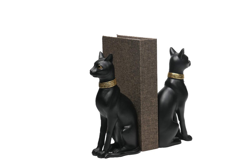 Comfy Hour 9" Egyptian Black Cat Bastet Bookends, Unique Decorative Ancient Goddess Statues for Shelves, Cat Book Ends, Vintage Ancient Novelty Home Office Decor, 1 Pair, Cat Lover Gift, Bast, Pharaoh - Image 5